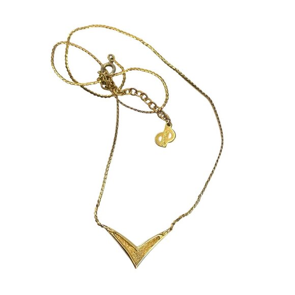 Christian Dior Thick "V" Necklace with Graduating Rhinstones - Goldplated - Picture 10 of 11